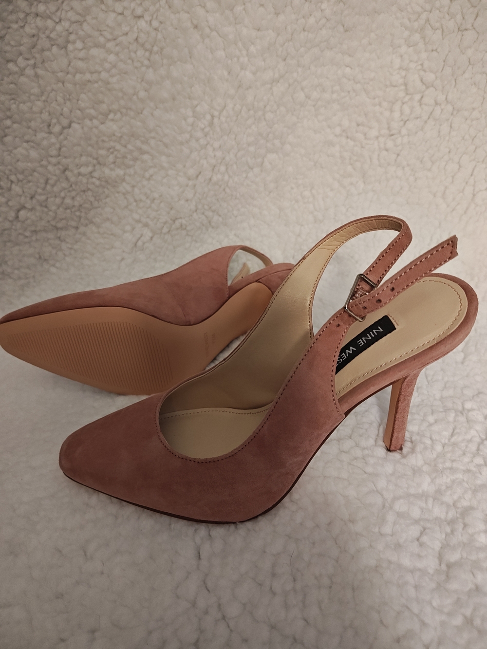 Nine West Alison Dusty Rose Suede Slingback Heels